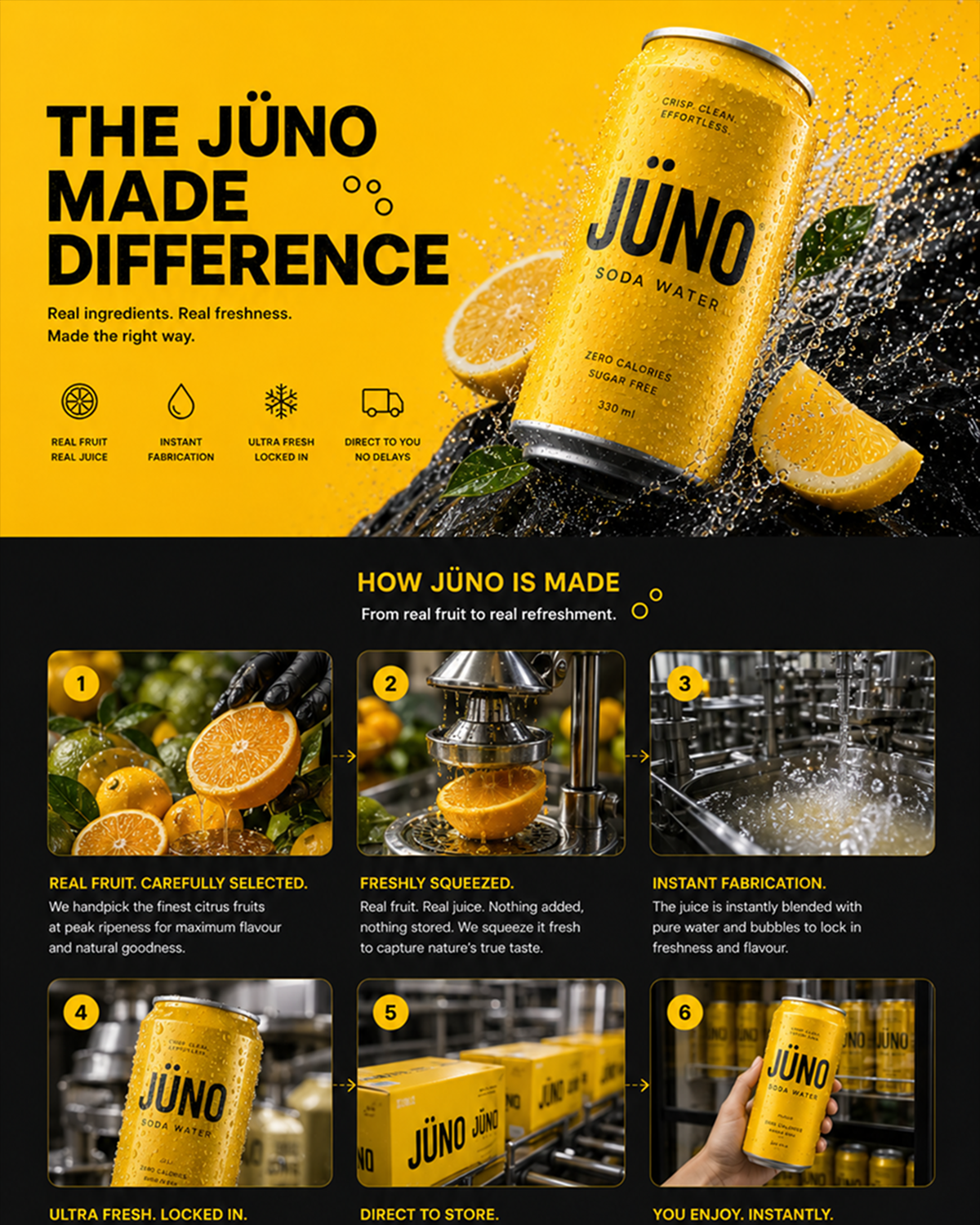 JÜNO Soda Water brand concept and packaging design by ie Creative