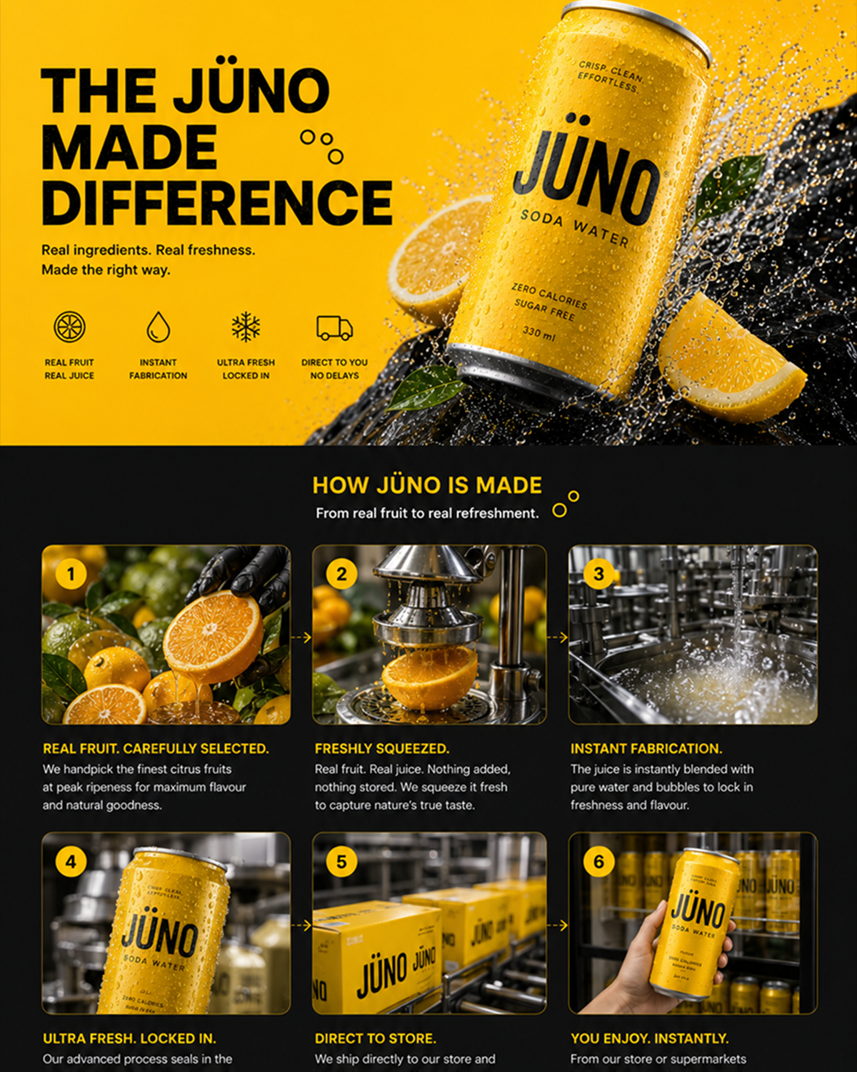 JÜNO Soda Water website concept and e-commerce landing page
